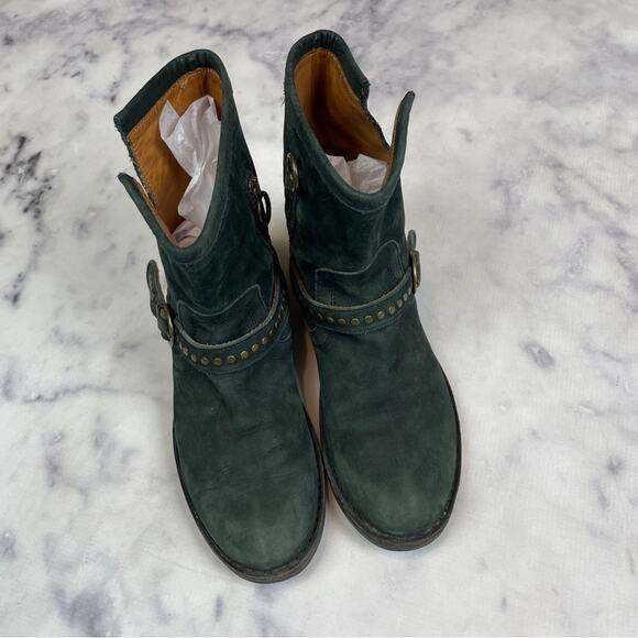 Fiorentini + Baker Dark Green Nubuck Suede Moto Biker Boots - Picture 2 of 11